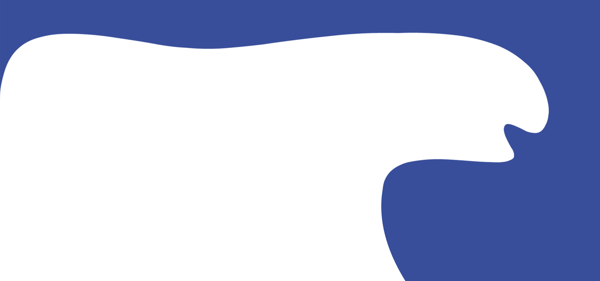 Abstract blue and white shape with smooth, flowing curves; the white area resembles a stylized bird's head facing right, reminiscent of a veterinarian or vet logo, surrounded by a solid blue background.
